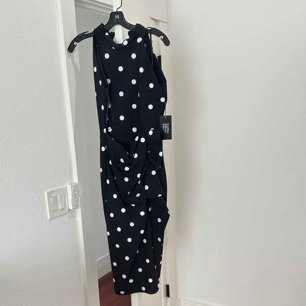 Chiara Boni Black and White Polka Dot Midi Dress